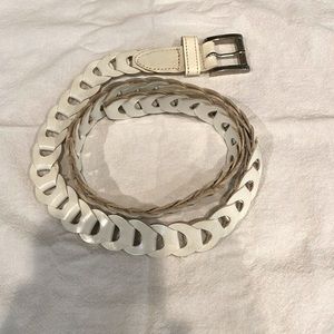 Leather Decorative White Belt- 39.5 inch